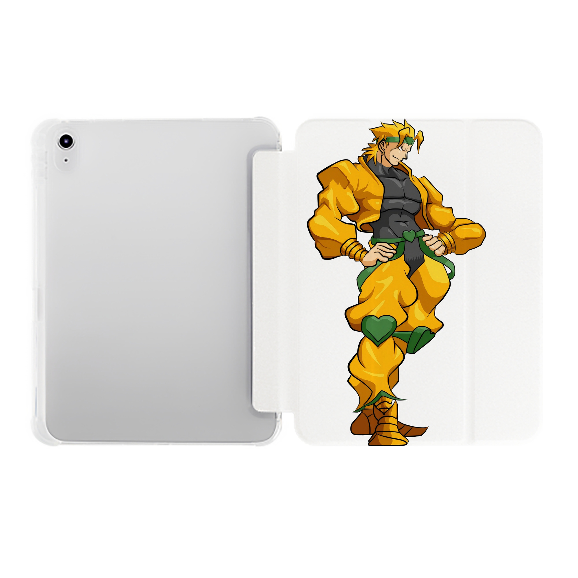 （画像用） ジョジョの奇妙な冒険 ディオ?ブランドー JoJo's Bizarre Adventure Dio Brando IPad ケース ペン収納付き 三つ折りスタンド PUレザー×シリコン 対応機種9.5/10.5/10.9インチ